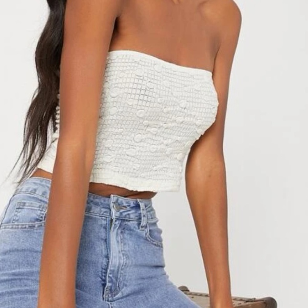 SHEIN Solid Popcorn Knit Tube Top